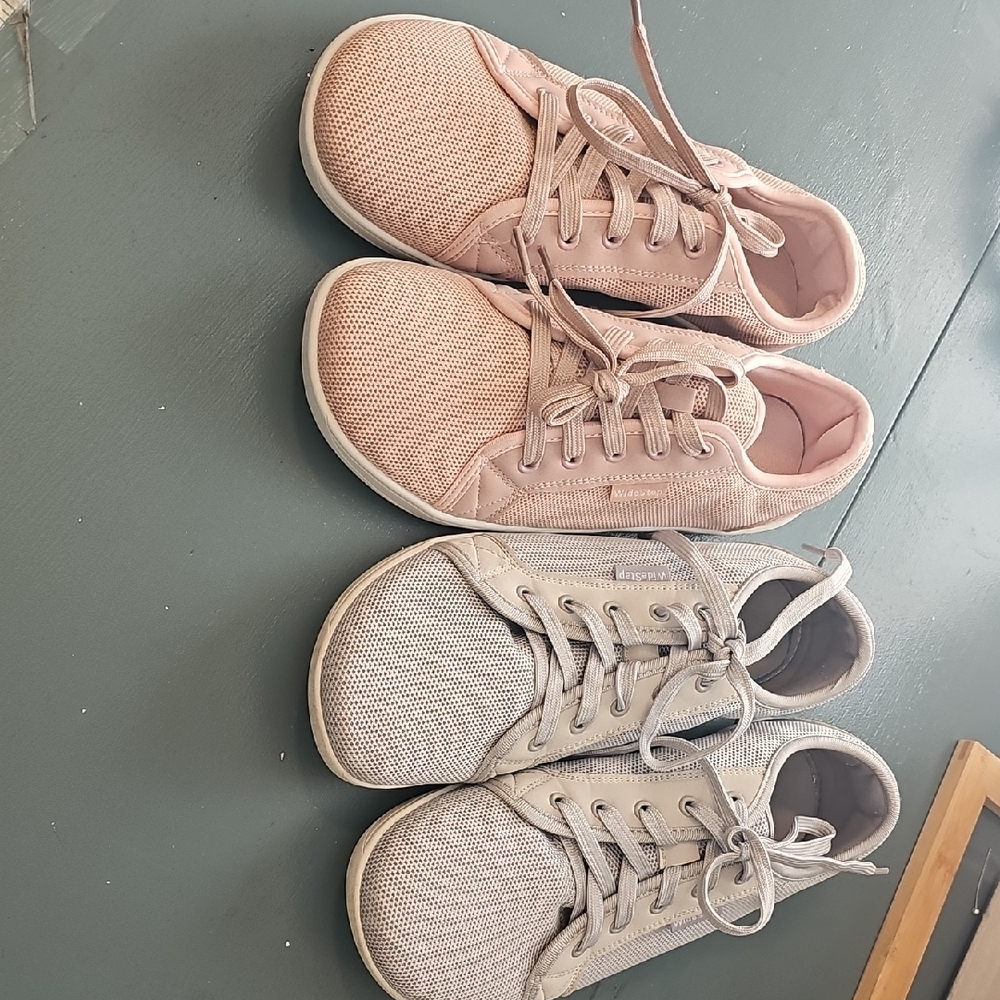 Pink and Gray Casual Wide Step Sneakers. Pink New, Gray Worn Once. Size 9
